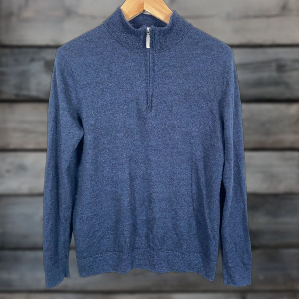 Vintage Artefact Merino Wool Sweater Men’s Large Dark Blue 1/4 Zip Pullover Lightweight Size US L / EU 52-54 / 3 - 1 Thumbnail