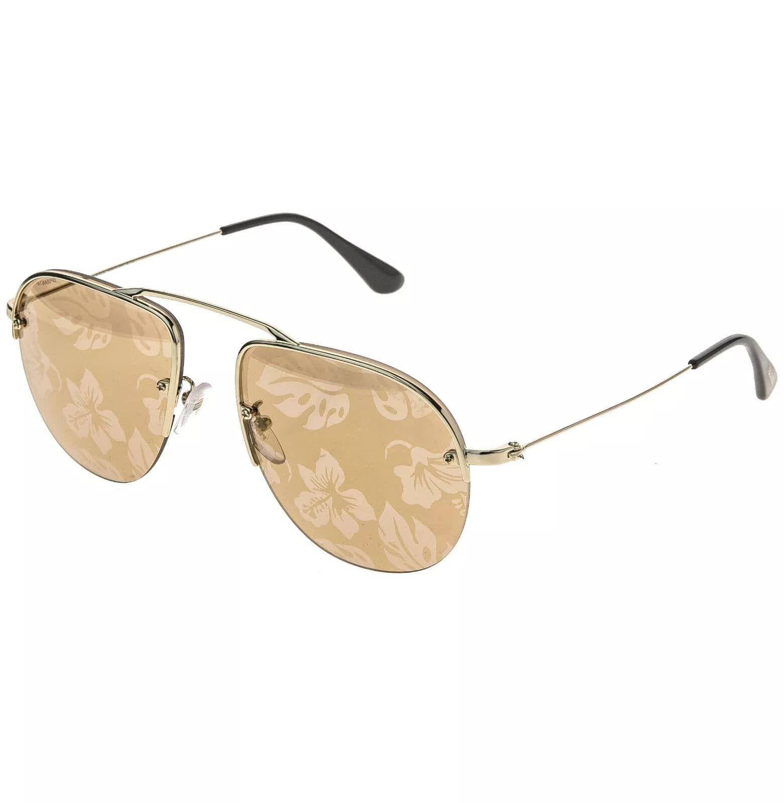 Prada PRADA 58O TEDDY PR58OS Aviator Gold Mirrored Sunglasses Size ONE SIZE - 4 Thumbnail