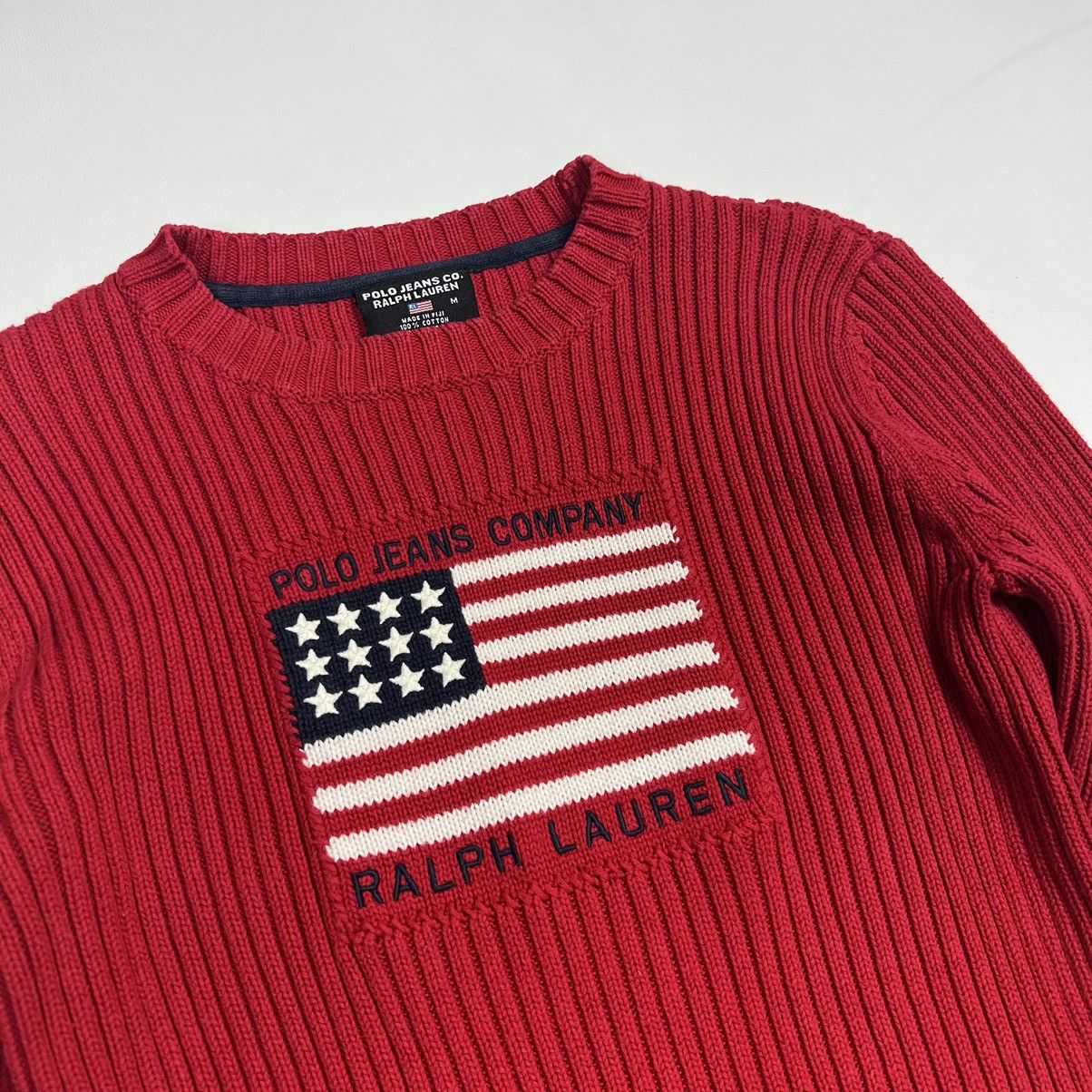 Ralph Lauren × Vintage Ralph Lauren American Flag ribbed cotton sweater Size M / US 6-8 / IT 42-44 - 2 Thumbnail