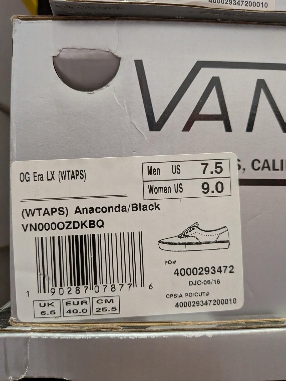 Vans Vans x WTAPS OG Era LX Anaconda Black US7.5 Size US 7.5 / EU 40-41 - 7 Thumbnail
