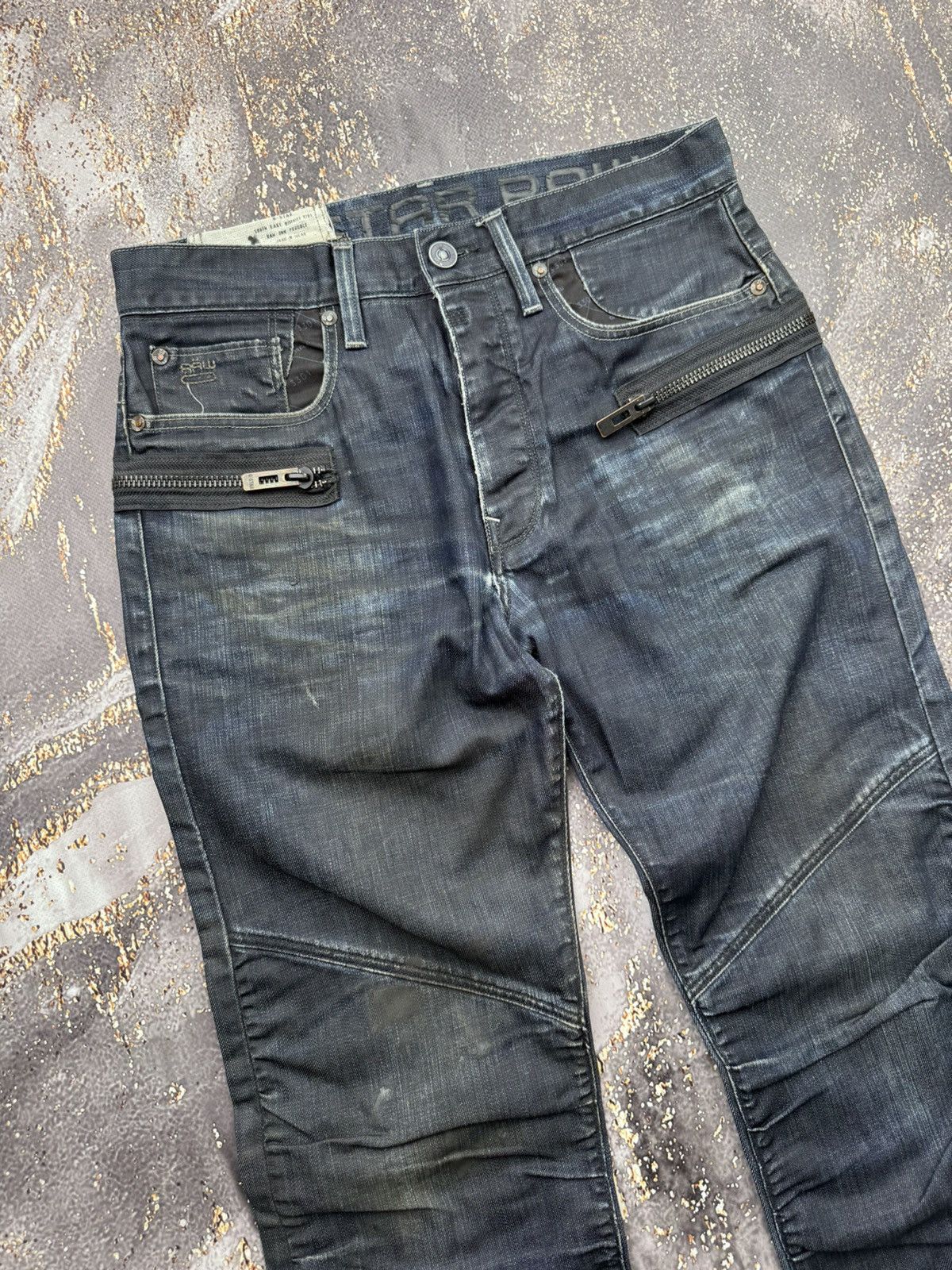 G-Star G-Star Raw Vintage Worn Biker Jeans Size US 33 - 2 Thumbnail