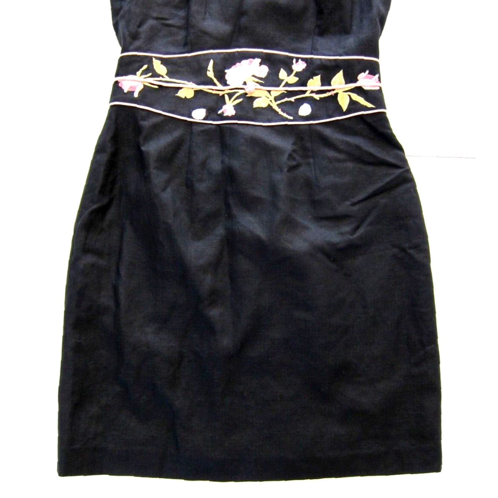 Vintage VINTAGE Jessica Howard Black Pink Embroidered Floral Sleeveless Sheath Tank Dress 10P Size L / US 10 / IT 46 - 8 Thumbnail