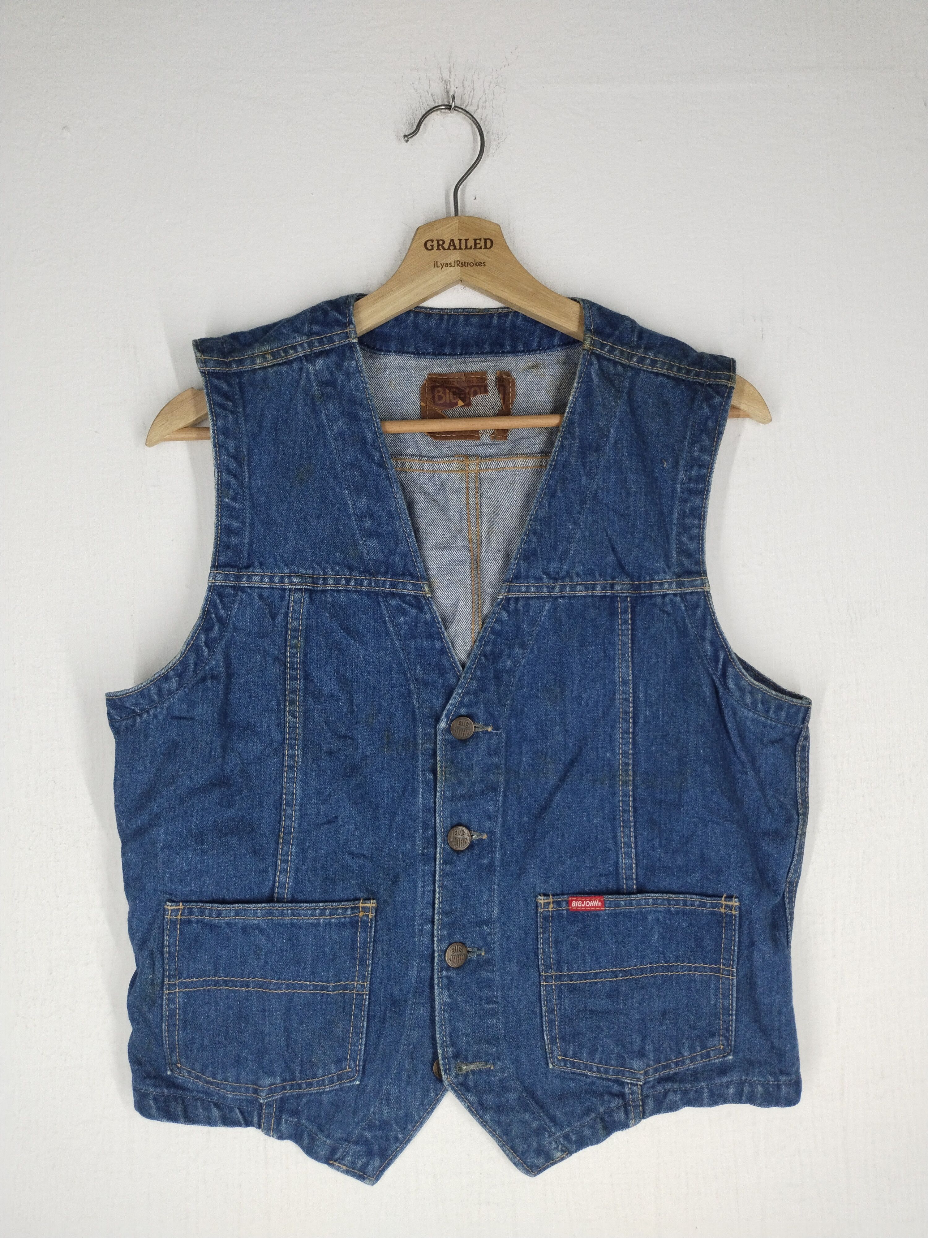 image of Big John Denim Vest Jacket, Men's (Size Medium)