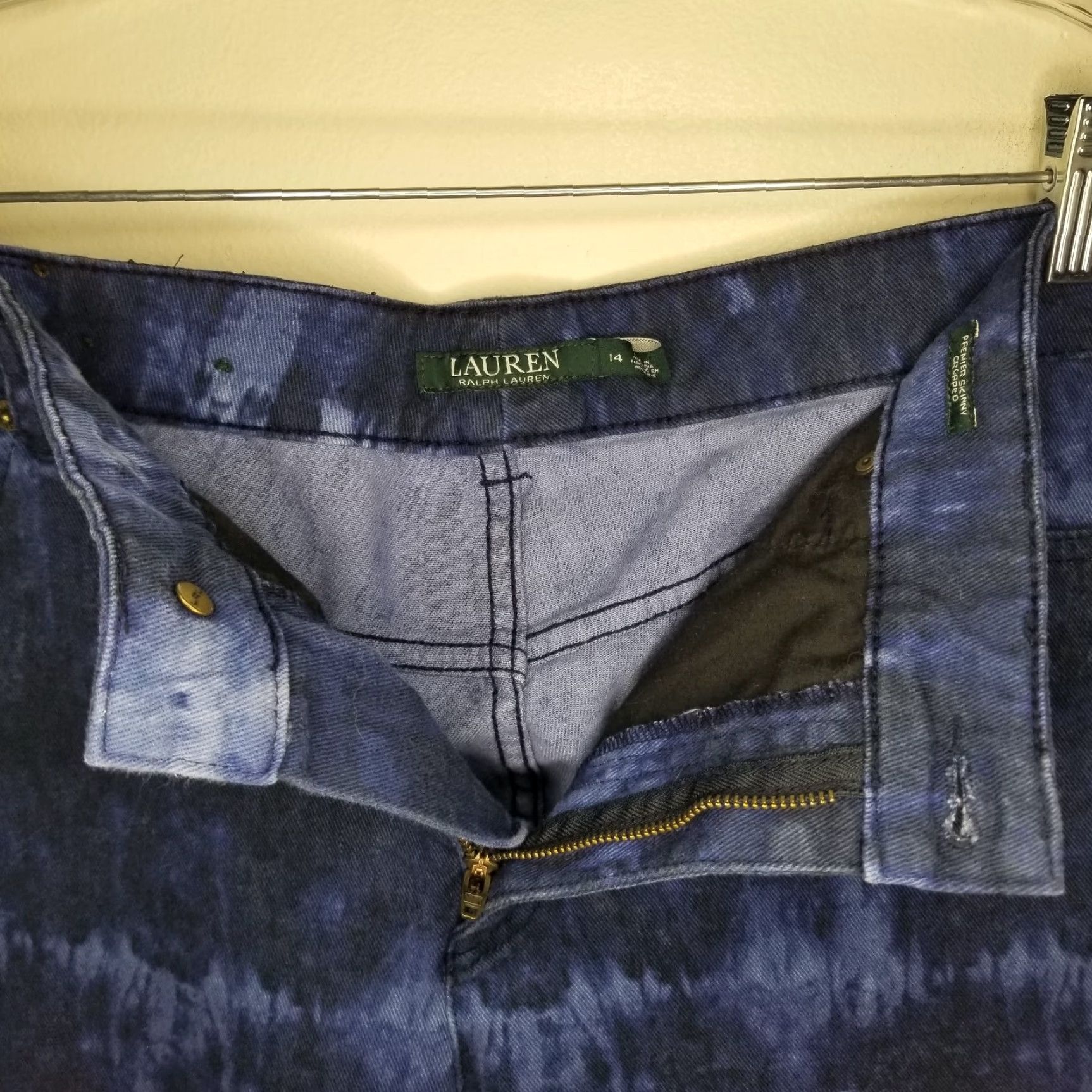 Ralph Lauren Lauren Ralph Lauren Womens Jeans Size 14 Skinny Cropped Blue Tie Dye Size 36" / US 14 / IT 50 - 3 Thumbnail