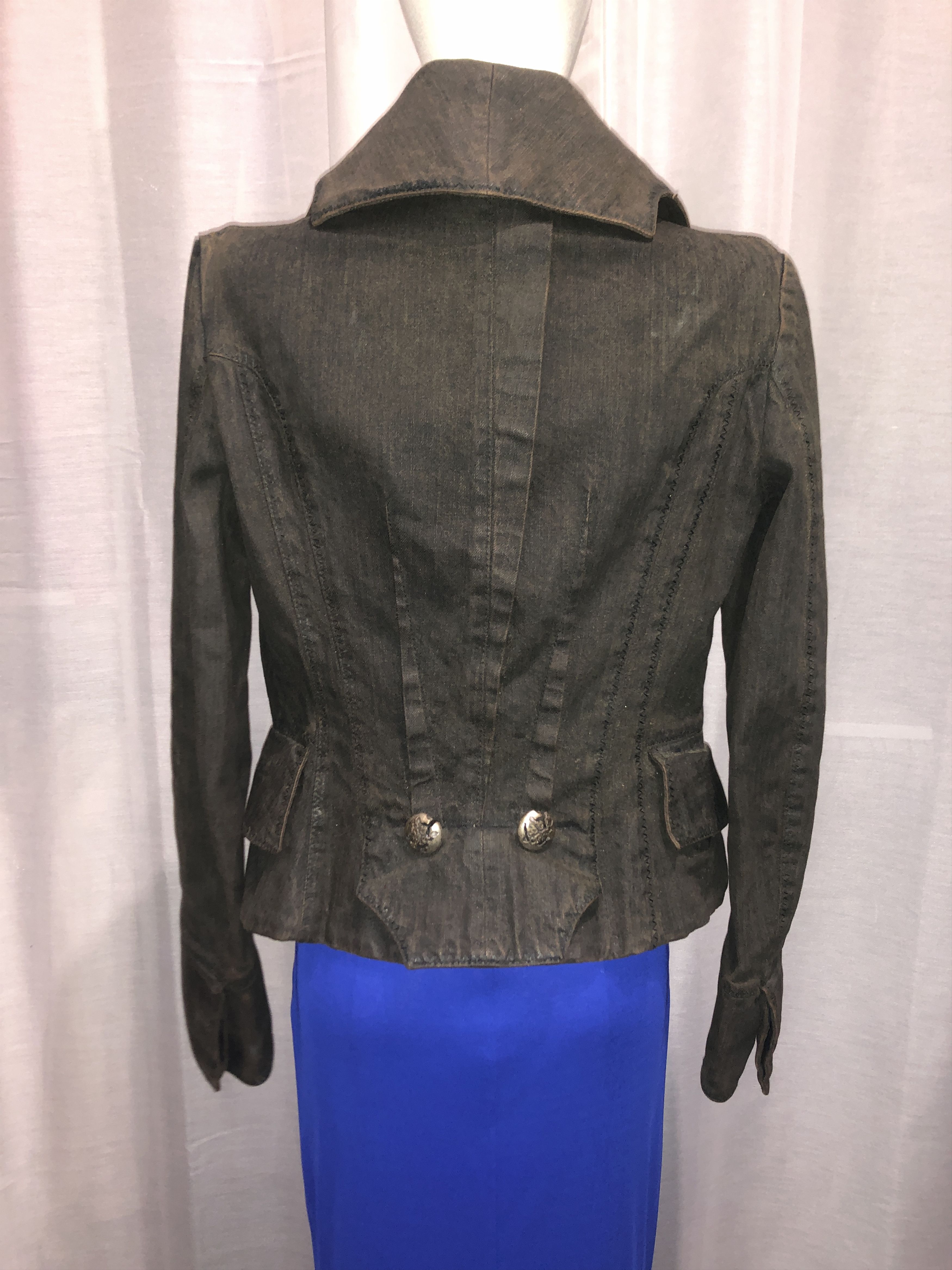 John Galliano Piratesque Asymmetric Denim Jacket Size L / US 10 / IT 46 - 2 Thumbnail