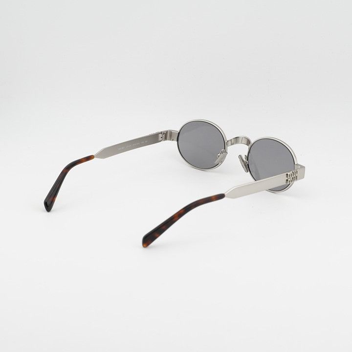 Miu Miu Miu Miu MUB51S 21M50Q Sunglasses Old Silver Oval Frame, Grey Size ONE SIZE - 4 Thumbnail