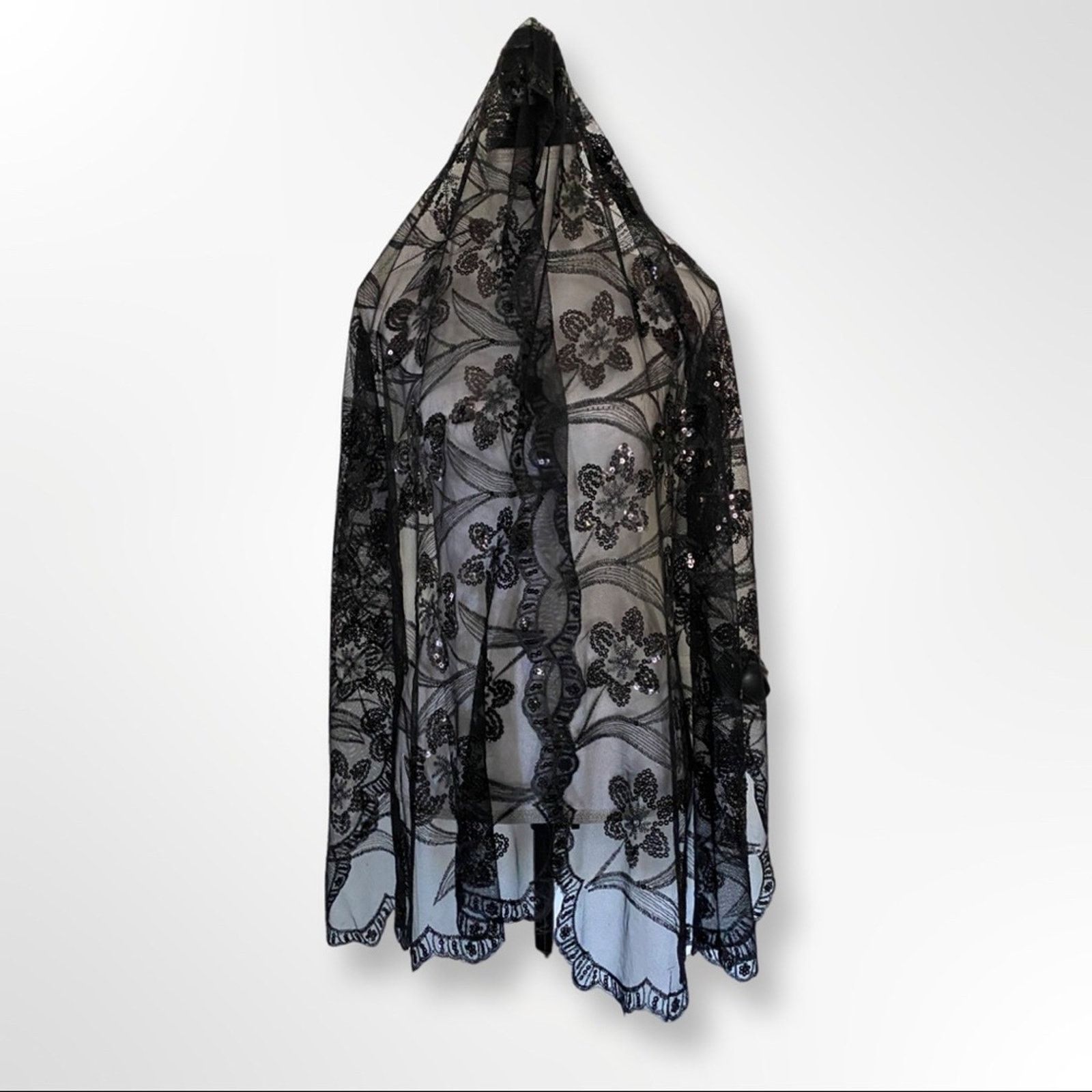 Other Vintage Lace And Sequined Dress Scarf Black Size ONE SIZE - 1 Thumbnail