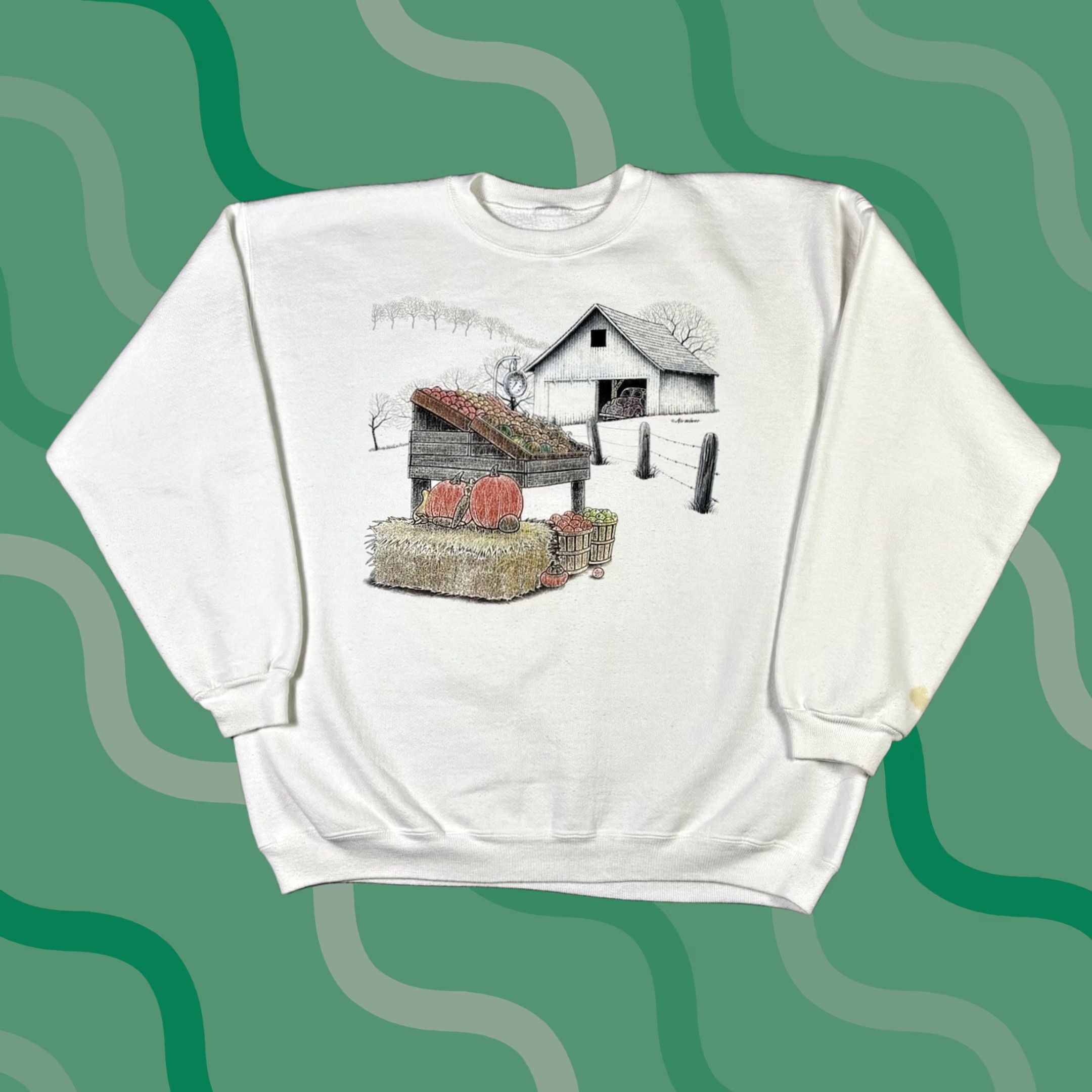 Vintage VINTAGE 90s Farm Barn Pumpkin Nature Crewneck Sweatshirt Adult Large Orange Logo Graphic Print Mens Size US L / EU 52-54 / 3 - 1 Thumbnail