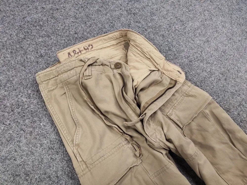 Japanese Brand Vintage 90's Japanese Baggy cargo Beige cotton Pants Hype Size US 34 / EU 50 - 6 Thumbnail