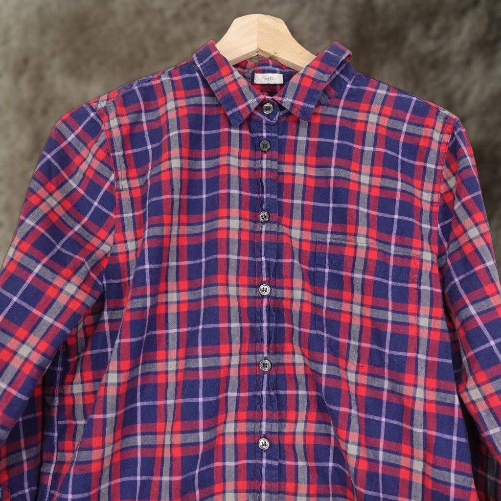 J.Crew J.CREW Shirt Womens L Blue Red Plaid Button-Up Boy Fit Long Sleeve Casual 100% Cotton Ladies Size L / US 10 / IT 46 - 1 Thumbnail