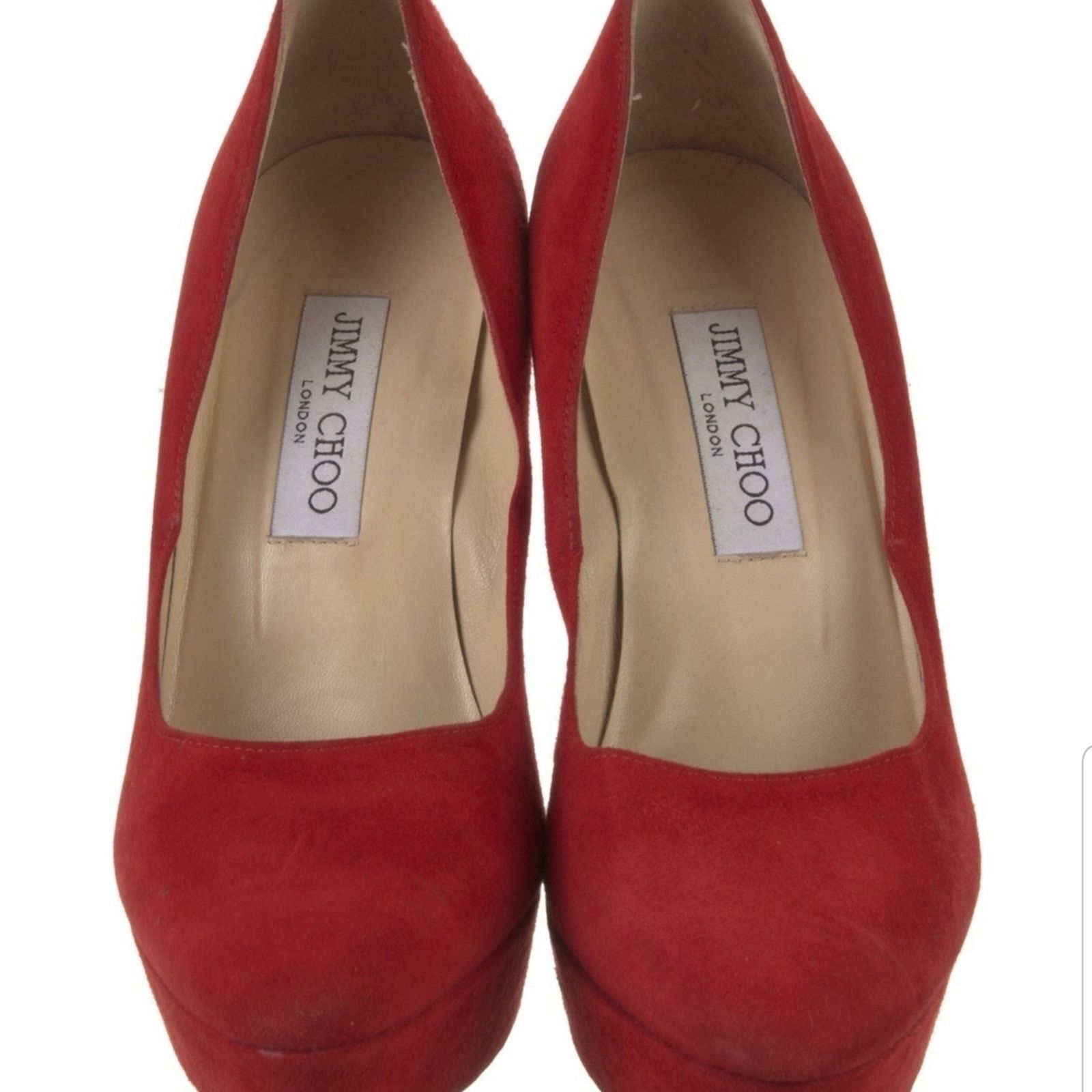 Jimmy Choo Jimmy Choo Red Suede Platform Shoes Size US 8.5 / IT 38.5 - 5 Thumbnail