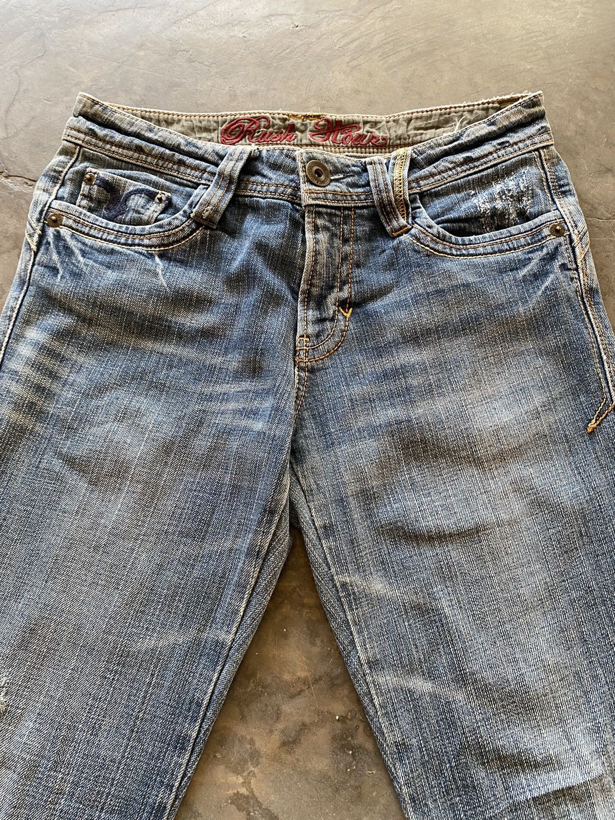 Hysteric Glamour × Japanese Brand Flare Jeans Rush Hour Wash Blue Distressed Size US 31 - 15 Thumbnail