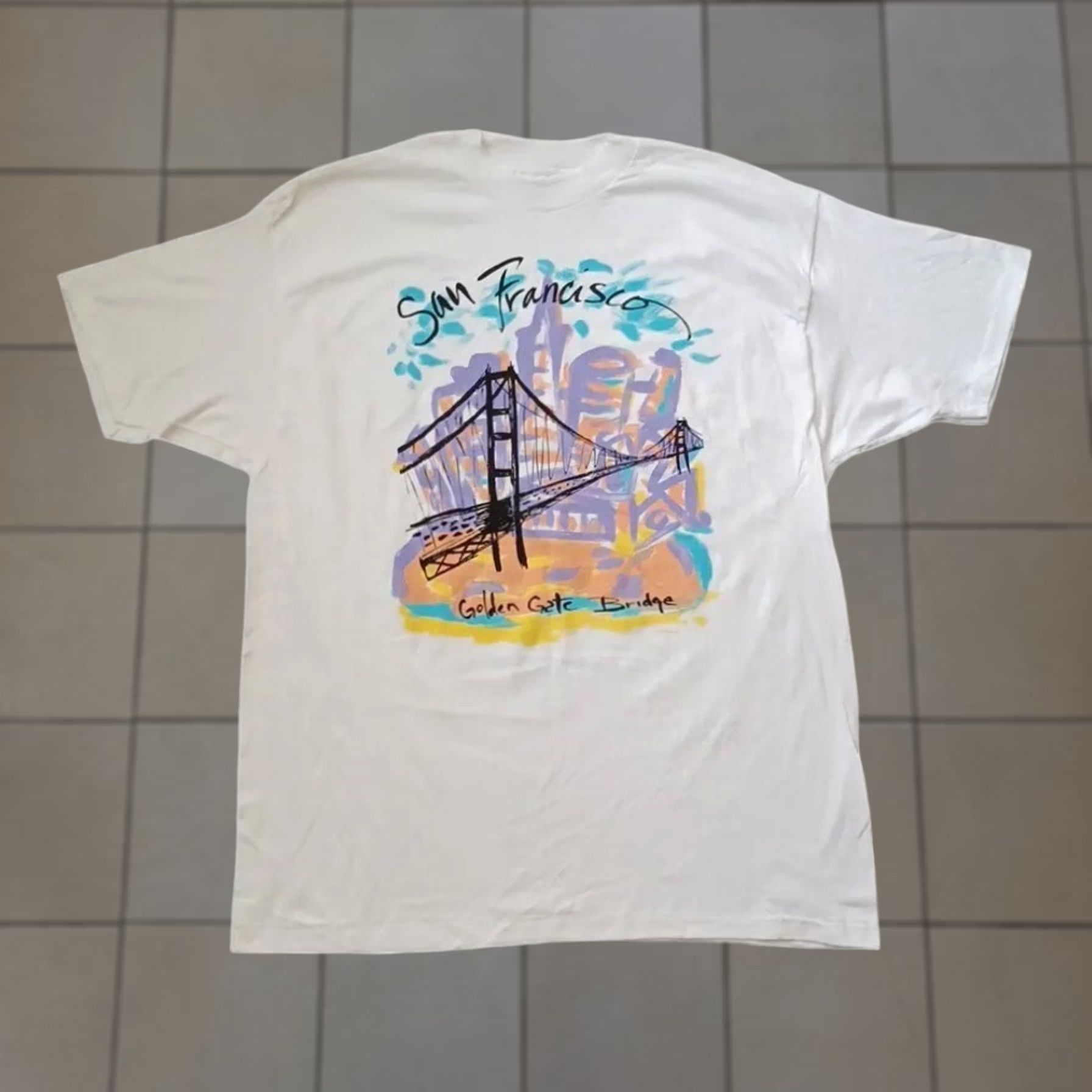 Hanes VINTAGE Hanes Beefy-T Shirt Mens XL White Gold Gate Bridge Logo Short Sleeve California Retro USA Shirt Mens XL White San Francisco Logo Size US XL / EU 56 / 4 - 1 Thumbnail