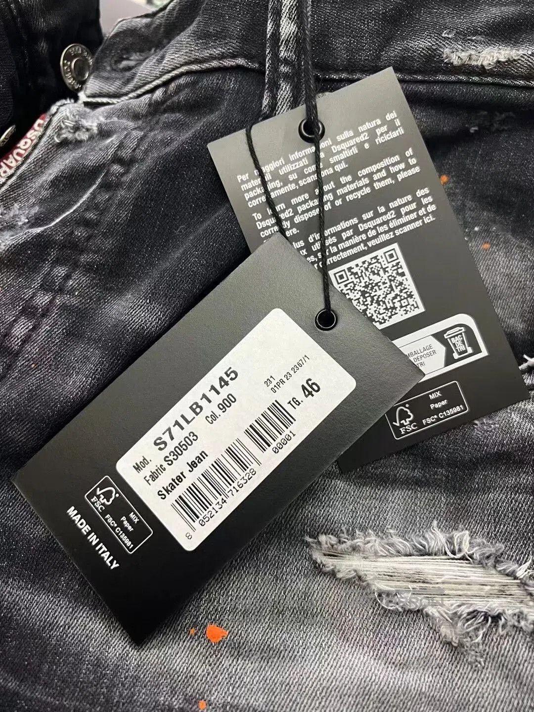 Dsquared2 dsquared2 black gray patchwork skinny jeans. Size US 44 / EU 60 - 8 Thumbnail