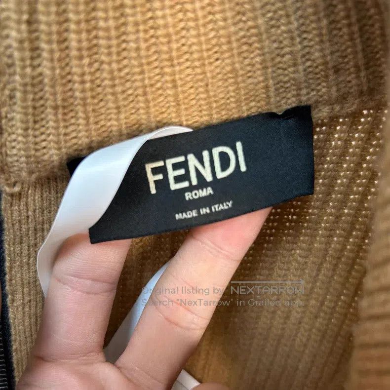 Fendi Fendi Black Brown Patchwork Chest Badge Double Zip Wool Kn Size US L / EU 52-54 / 3 - 3 Thumbnail