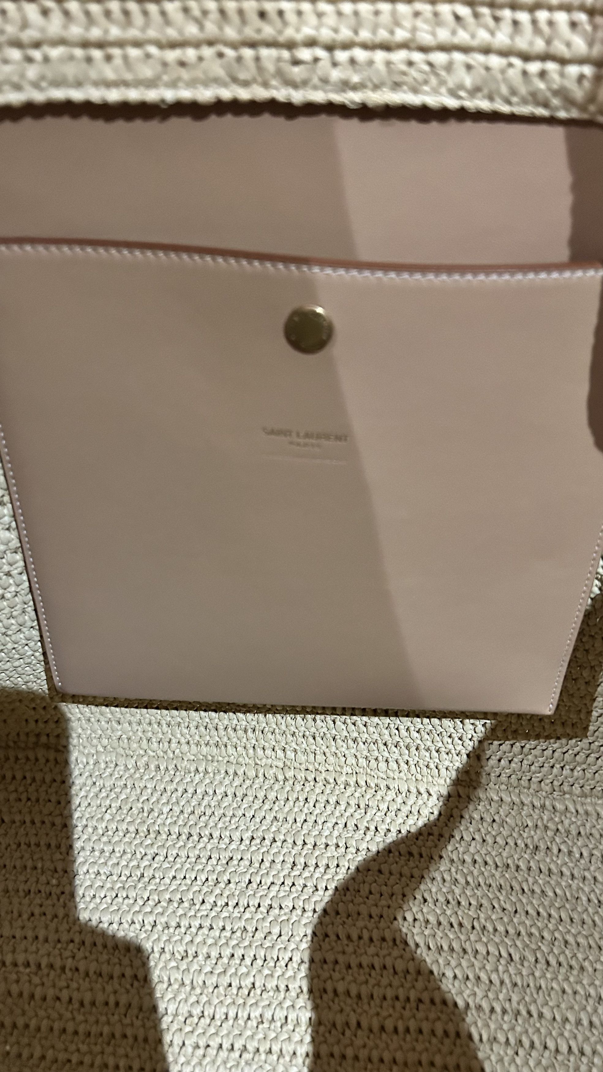 Saint Laurent Paris Saint Laurent Logo Supple Embroidered Raffia tote bag Size ONE SIZE - 5 Thumbnail