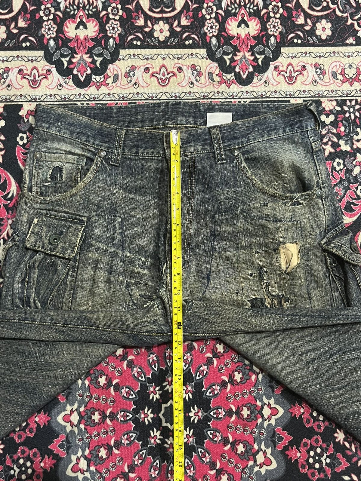 MasterPiece ⚡️Destroy⚡️Masterpiece Tactical Cargo Trashed Double Knee Jean Size US 33 - 14 Thumbnail