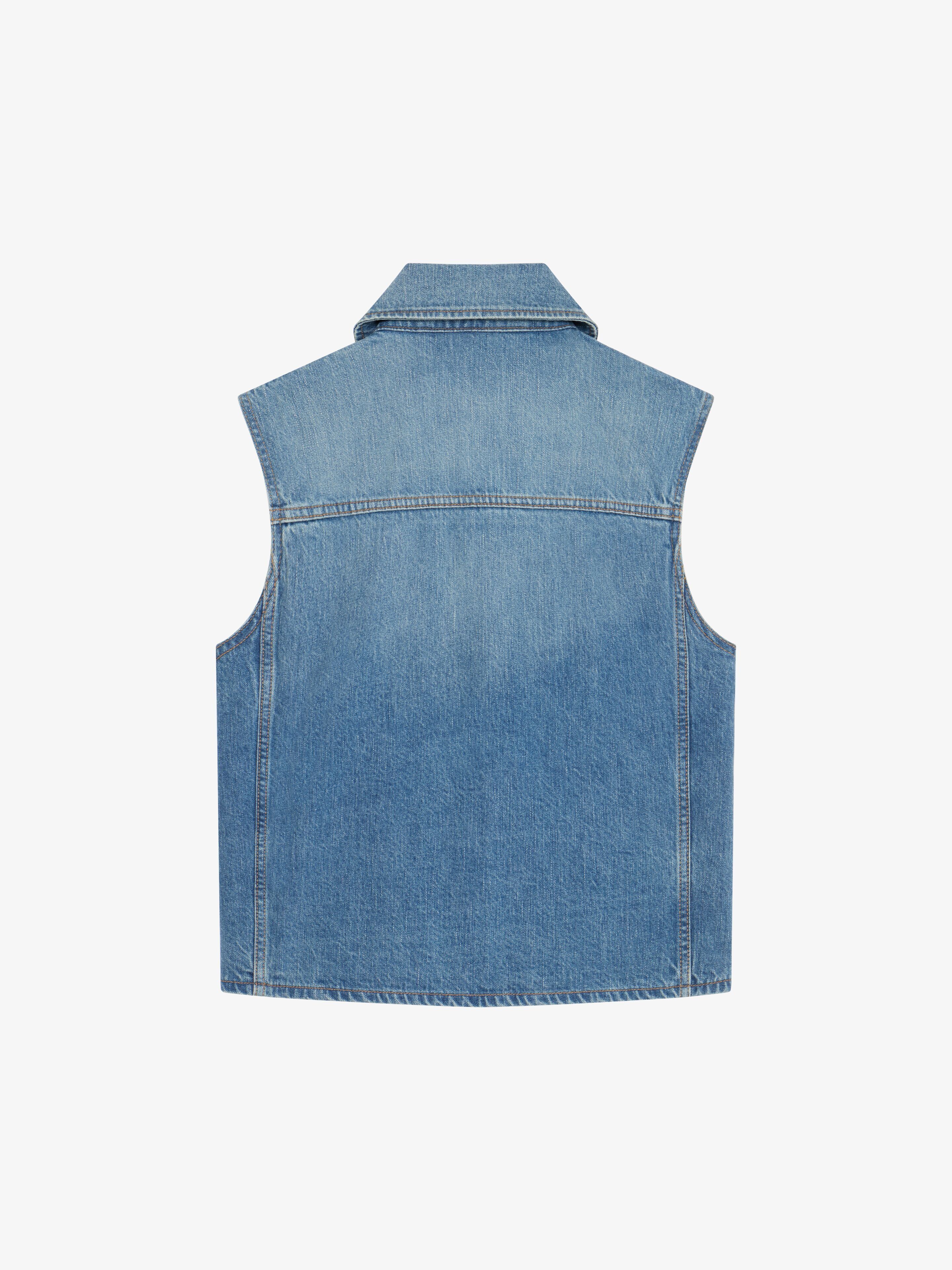 Givenchy o1w1db10325 Sleeveless Denim Vest in Denim Blue Size US XS / EU 42 / 0 - 2 Thumbnail