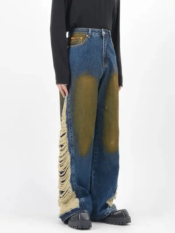 Ripped Stacked Baggy Jeans Denim