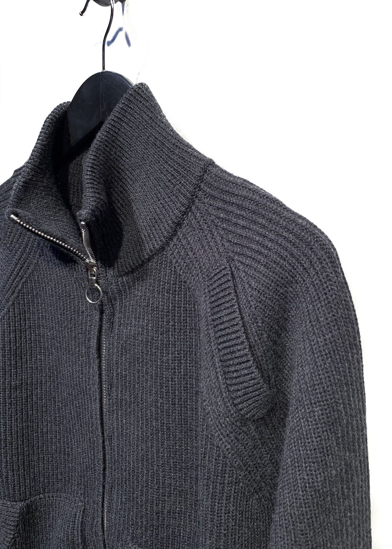 Kris Van Assche Kris Van Assche Grey Wool Ribbed Zip-up Pocketed Sweater Size US XL / EU 56 / 4 - 2 Thumbnail