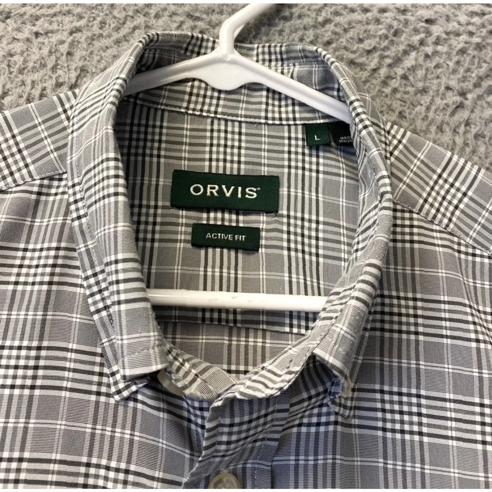 Orvis VINTAGE? No — ORVIS Active Fit Shirt Men L Gray Plaid Button-Up Short Sleeve Lightweight 101-28 Mens Size US L / EU 52-54 / 3 - 3 Thumbnail
