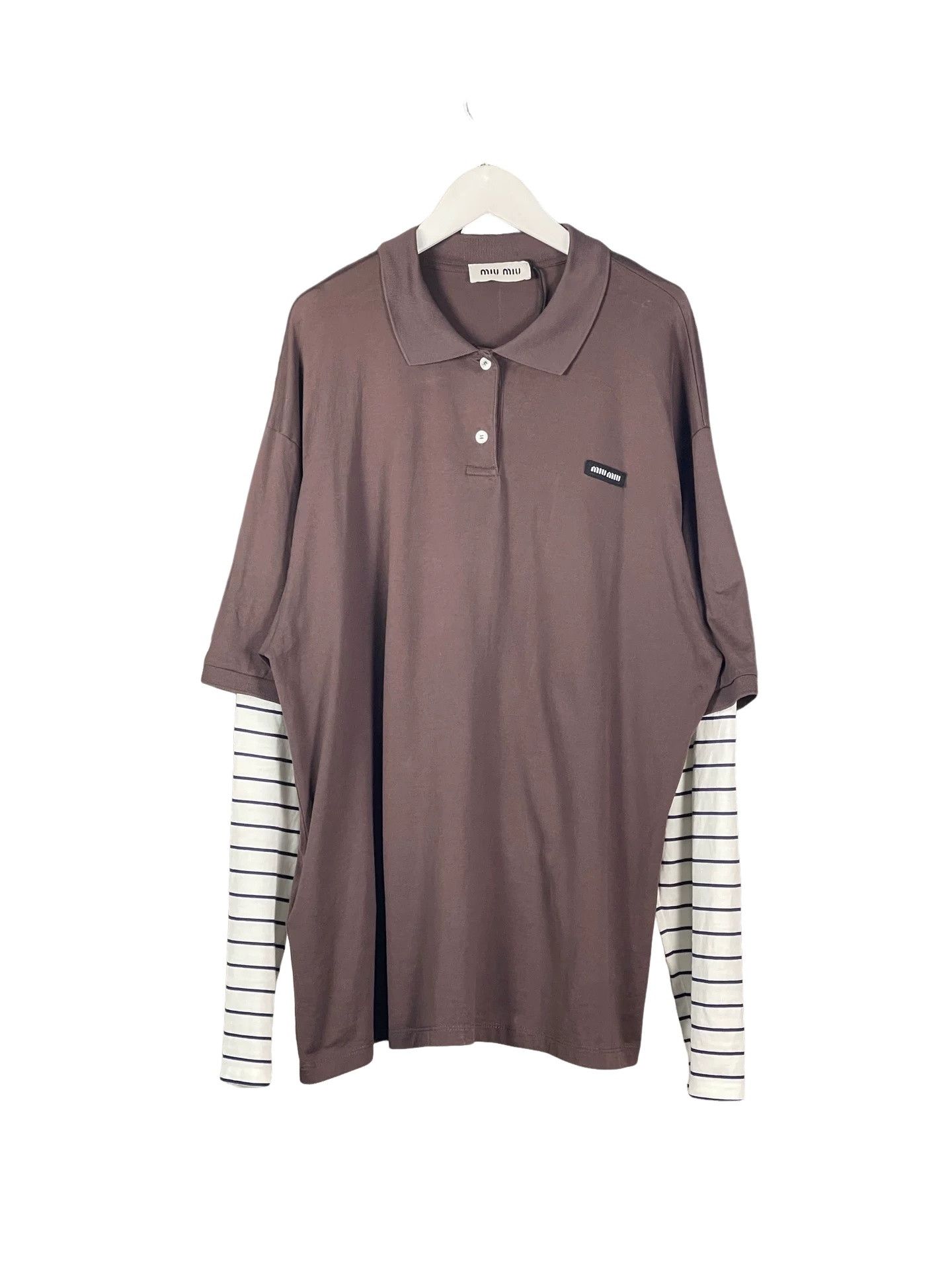 Miu Miu Miu Miu Layered Striped Polo Shirt Size L Size L / US 10 / IT 46 - 1 Thumbnail