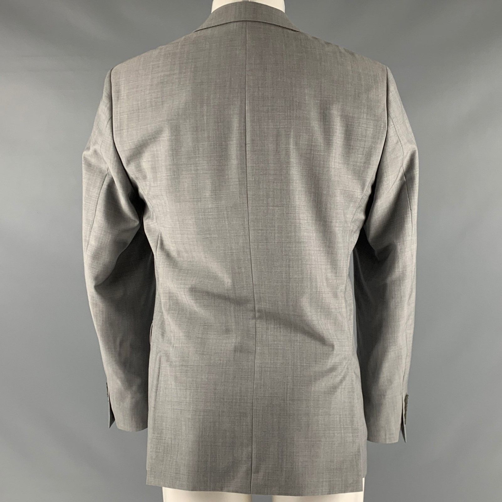 CALVIN KLEIN Size 38 Grey Wool Notch Lapel Sport Coat