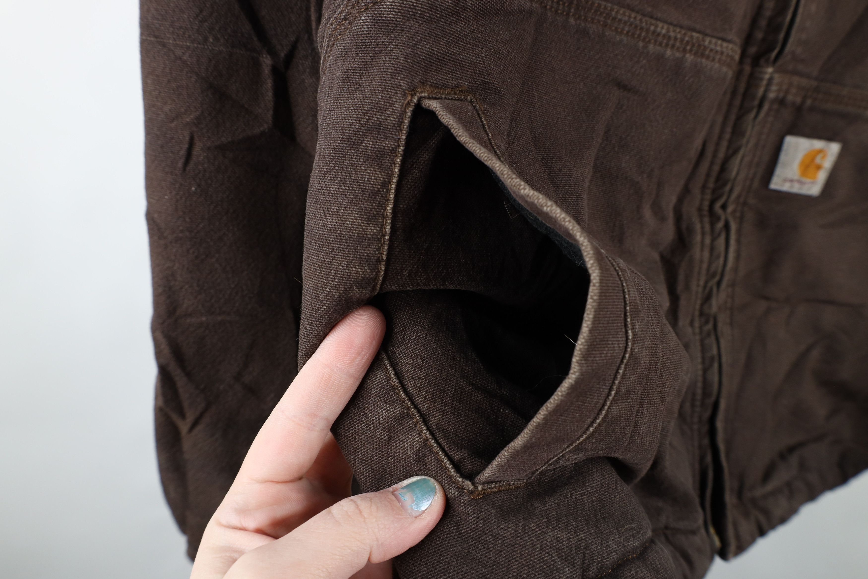 Carhartt × Vintage Vintage Carhartt Spell Out Fleece Lined Canvas Jacket Brown Size L / US 10 / IT 46 - 7 Thumbnail