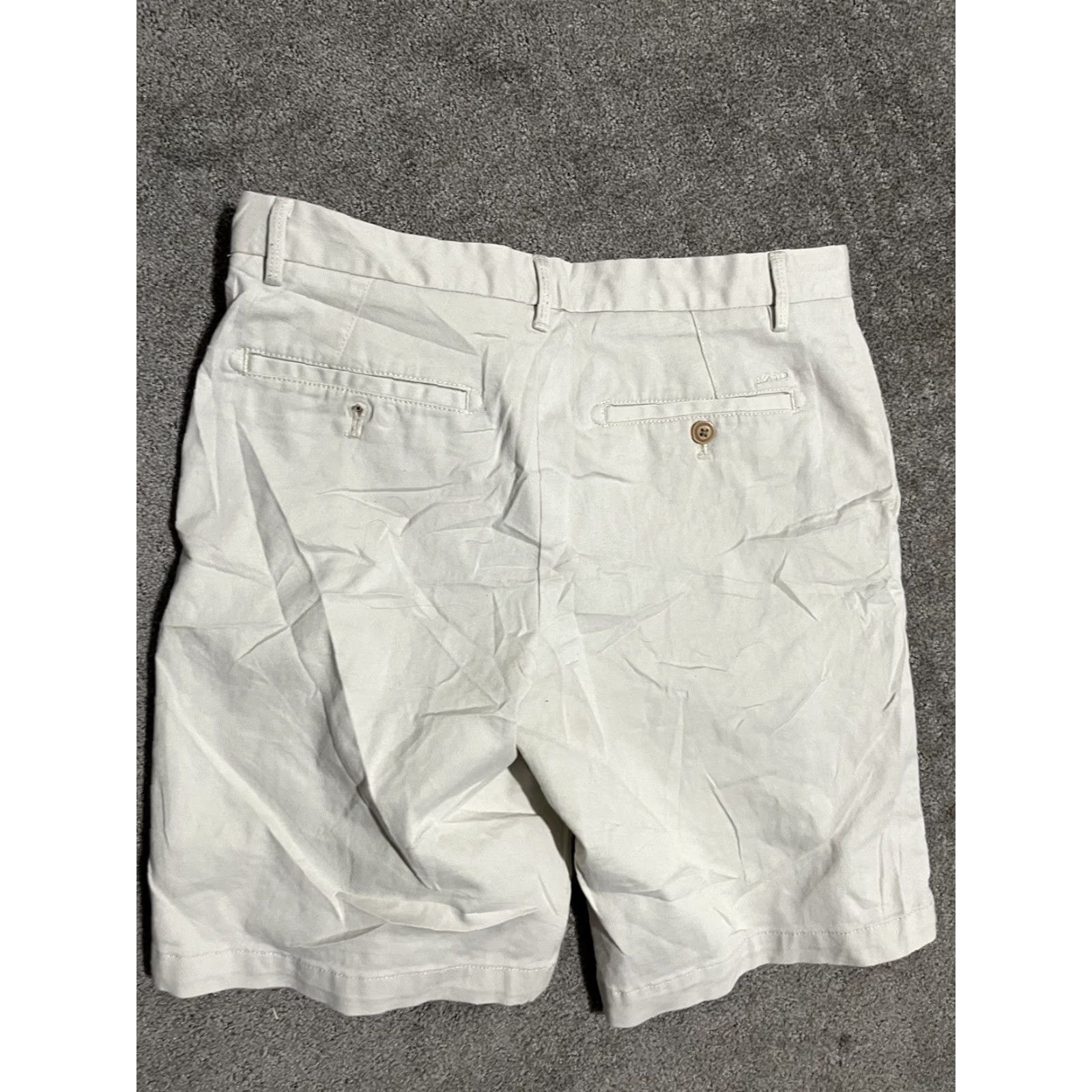Izod IZOD Short Mens Ivory Beige Saltwater Flat Front Chino Size 30 Inseam 9.5" Solid Size US 30 / EU 46 - 2 Thumbnail