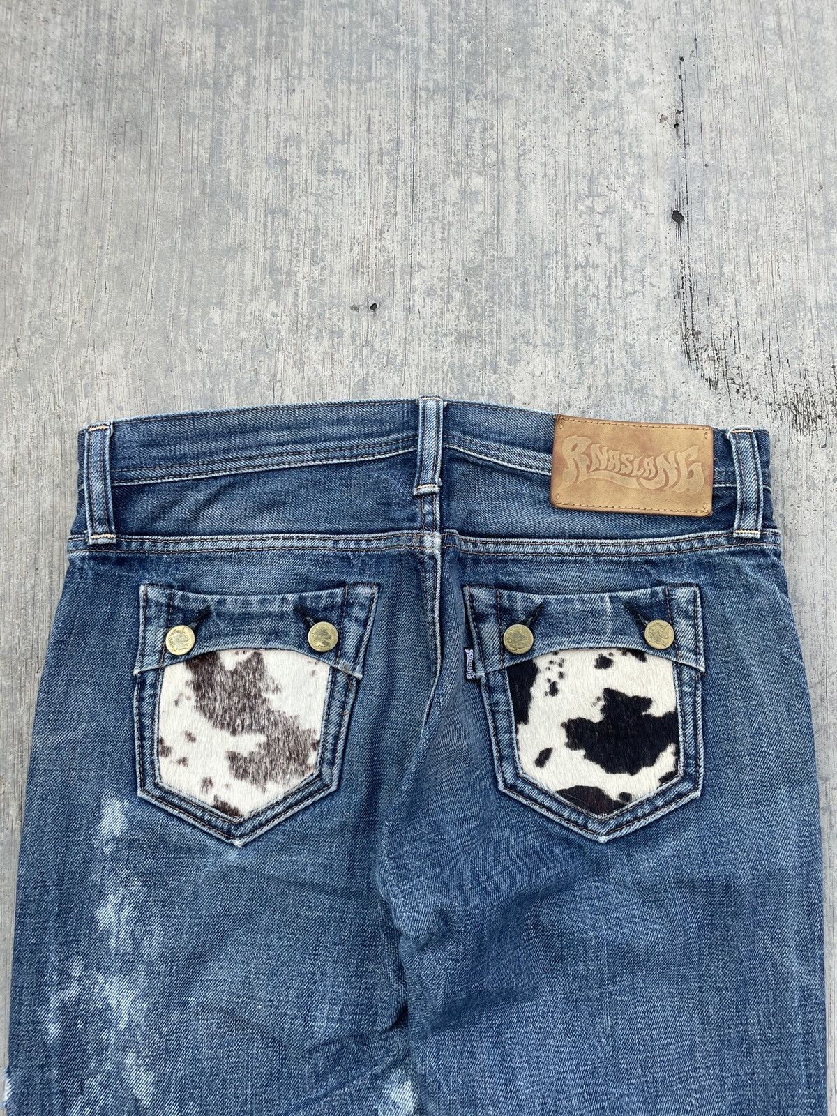 Japanese Brand 2000s JAPANESE BRAND RNASLANG COWHIDE PATTERN DISTRESS JEANS Size 30" / US 8 / IT 44 - 8 Thumbnail
