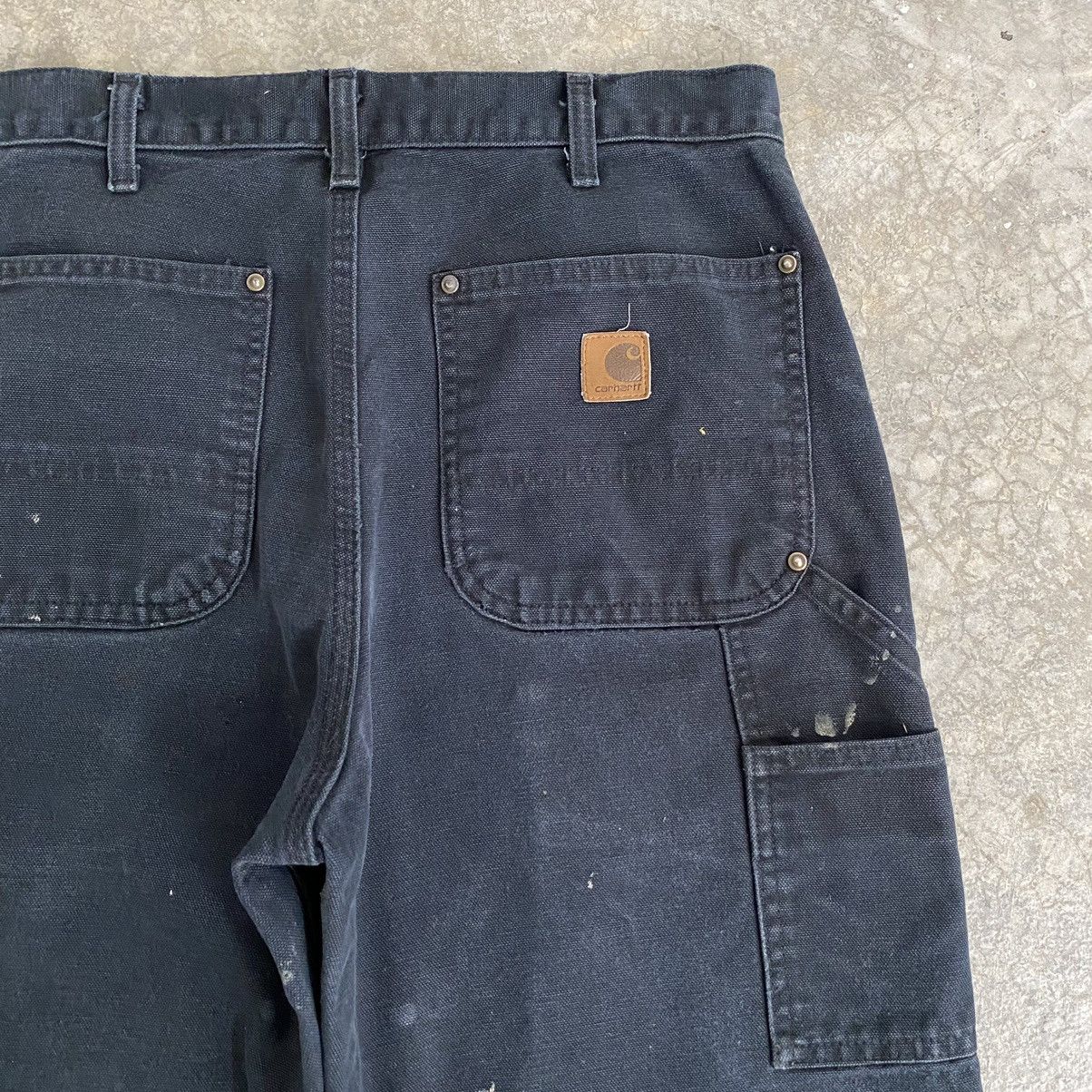 Carhartt VTG Carhartt Double Knee Faded Black Stained Carpenter Pants Size US 31 - 21 Thumbnail
