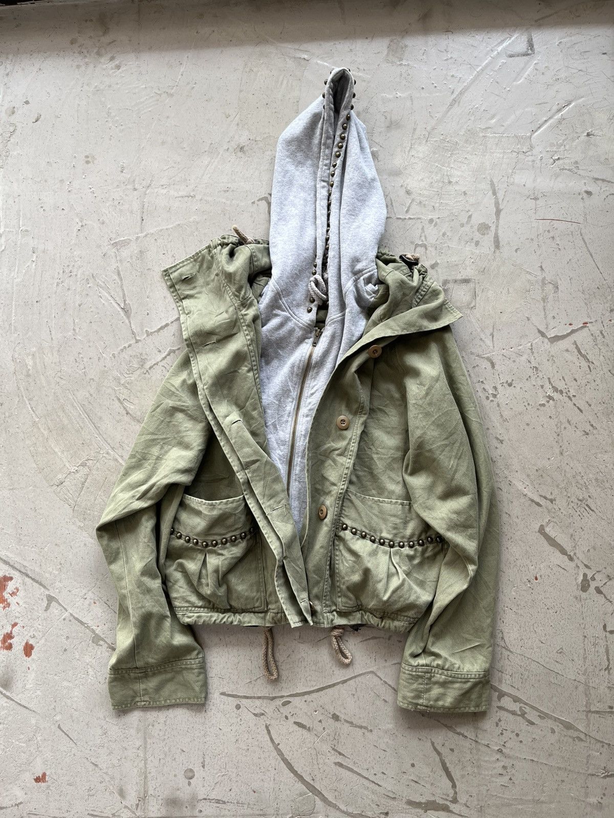 Japanese Brand 💥Gladnews JP brand // Layered studded hoodie jacket Size US L / EU 52-54 / 3 - 2 Thumbnail