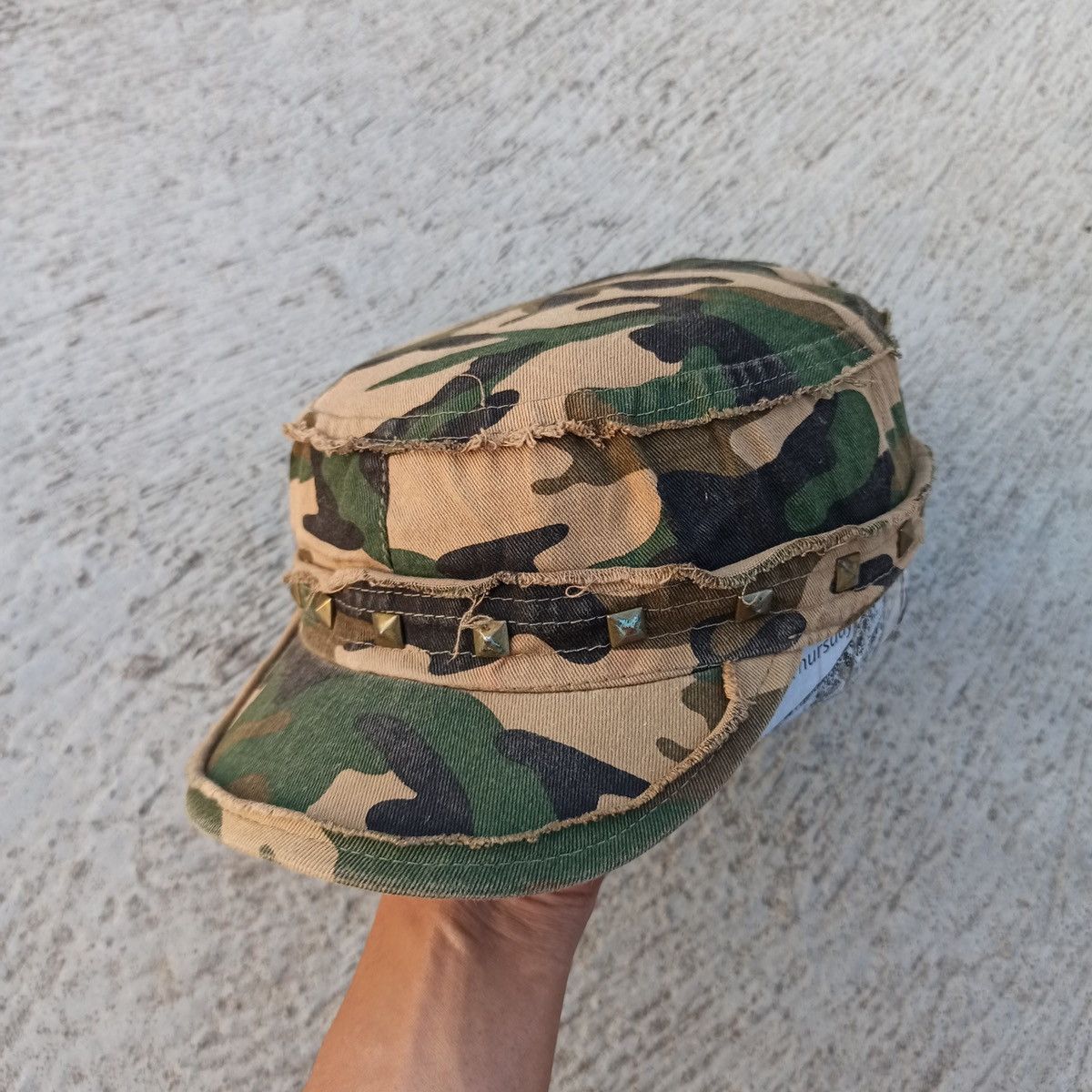 Hunter Army Cadet Hat Punk Distressed Poem Studded y2k style Size ONE SIZE - 1 Thumbnail