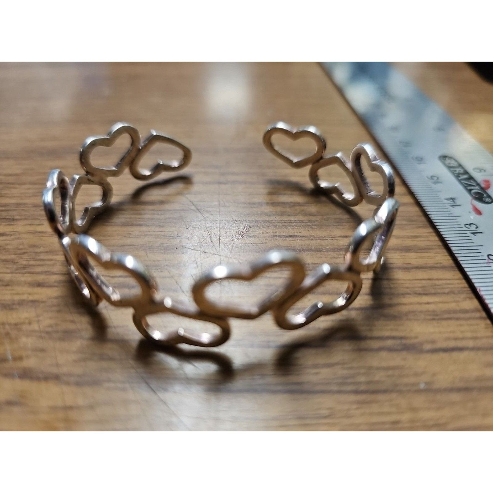 Other Heart Cuff Bracelet, 925 Silver Sterling Heart Jewelry Size ONE SIZE - 2 Thumbnail