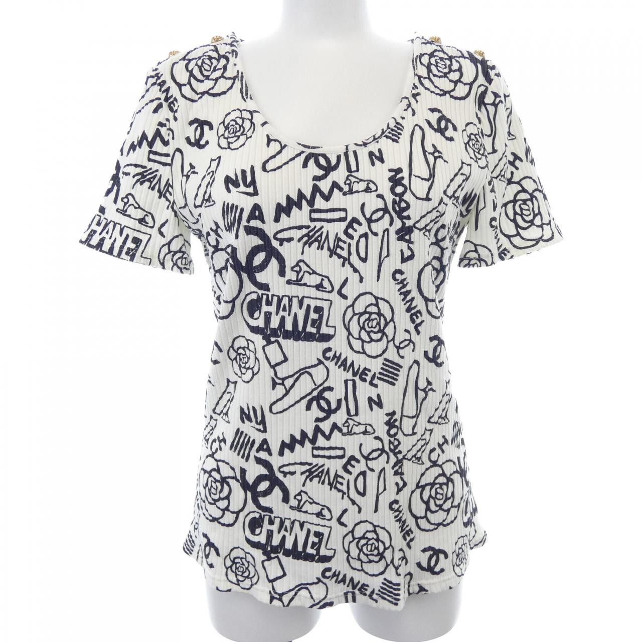 Chanel Chanel Chanel Tshirt Textile T-Shirts P61888V47215 DUTY FREE for USA Size ONE SIZE - 1 Thumbnail