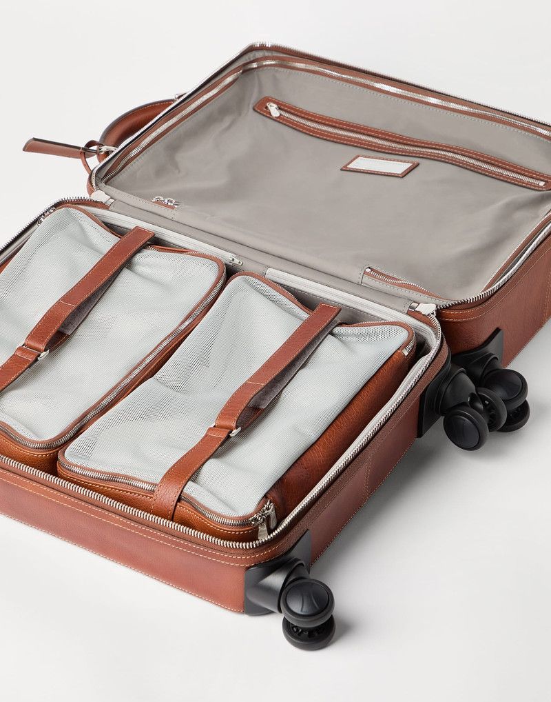 Brunello Cucinelli o1la1rc1a0326 Size: OS / Grained Calfskin Suitcase in Brown Size ONE SIZE - 5 Thumbnail