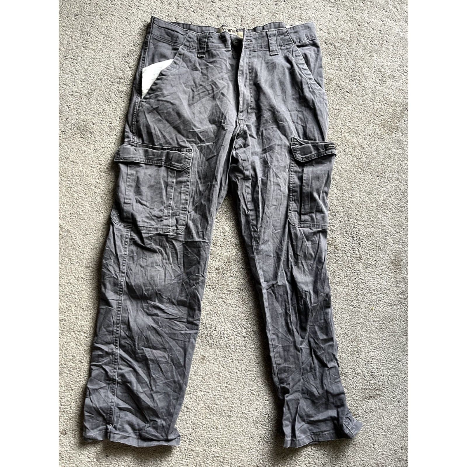 Wrangler Wrangler Pants Men 32x30 Gray Reg Fit Straight Leg Cargo Outdoor Canvas Cotton Blend Relaxed Modern Trousers Size US 32 / EU 48 - 2 Thumbnail