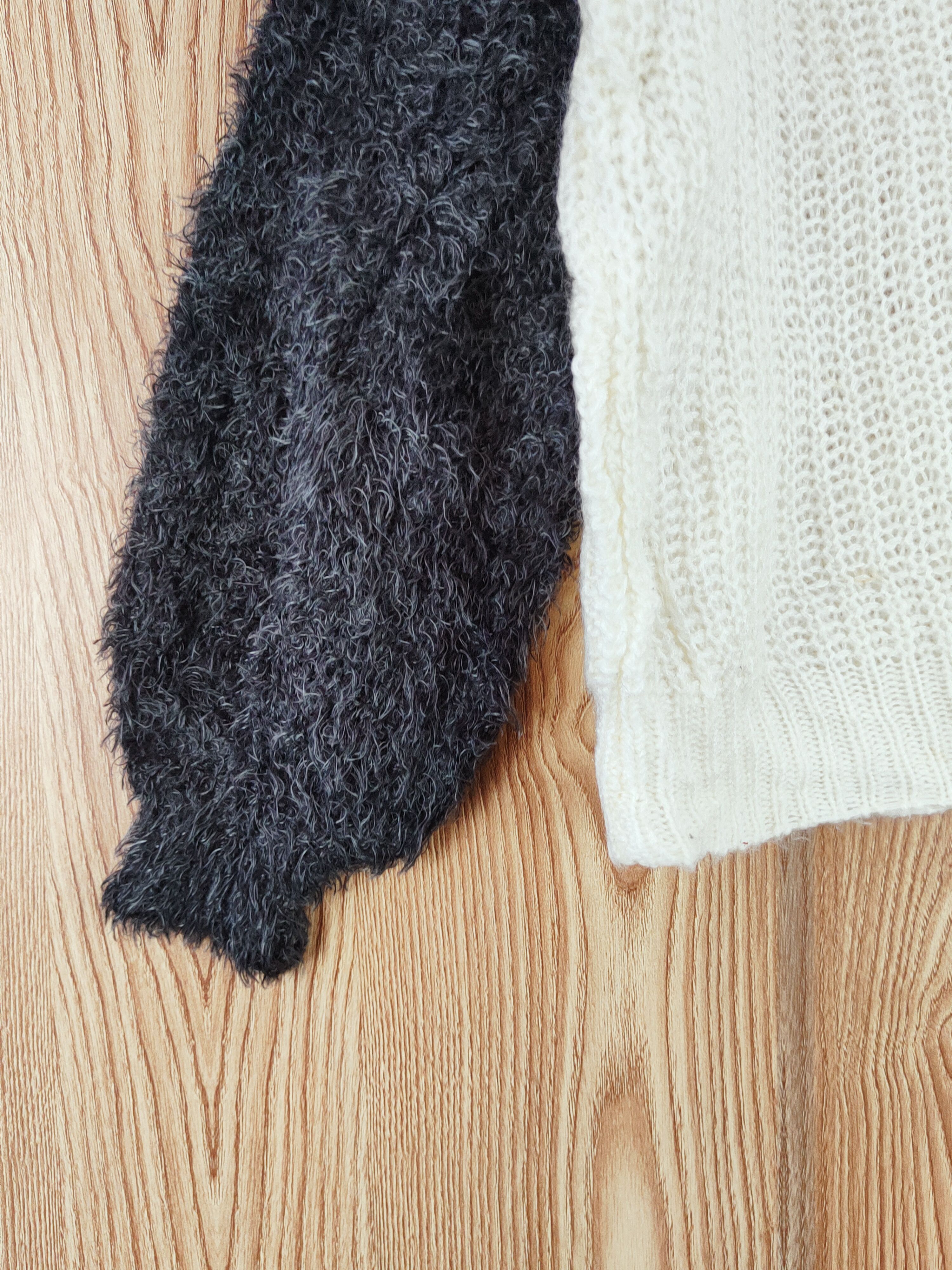 Japanese Brand × Vintage DIRZ Cream Black Fur Mohair Knitwear #W813 Size M / US 6-8 / IT 42-44 - 4 Thumbnail