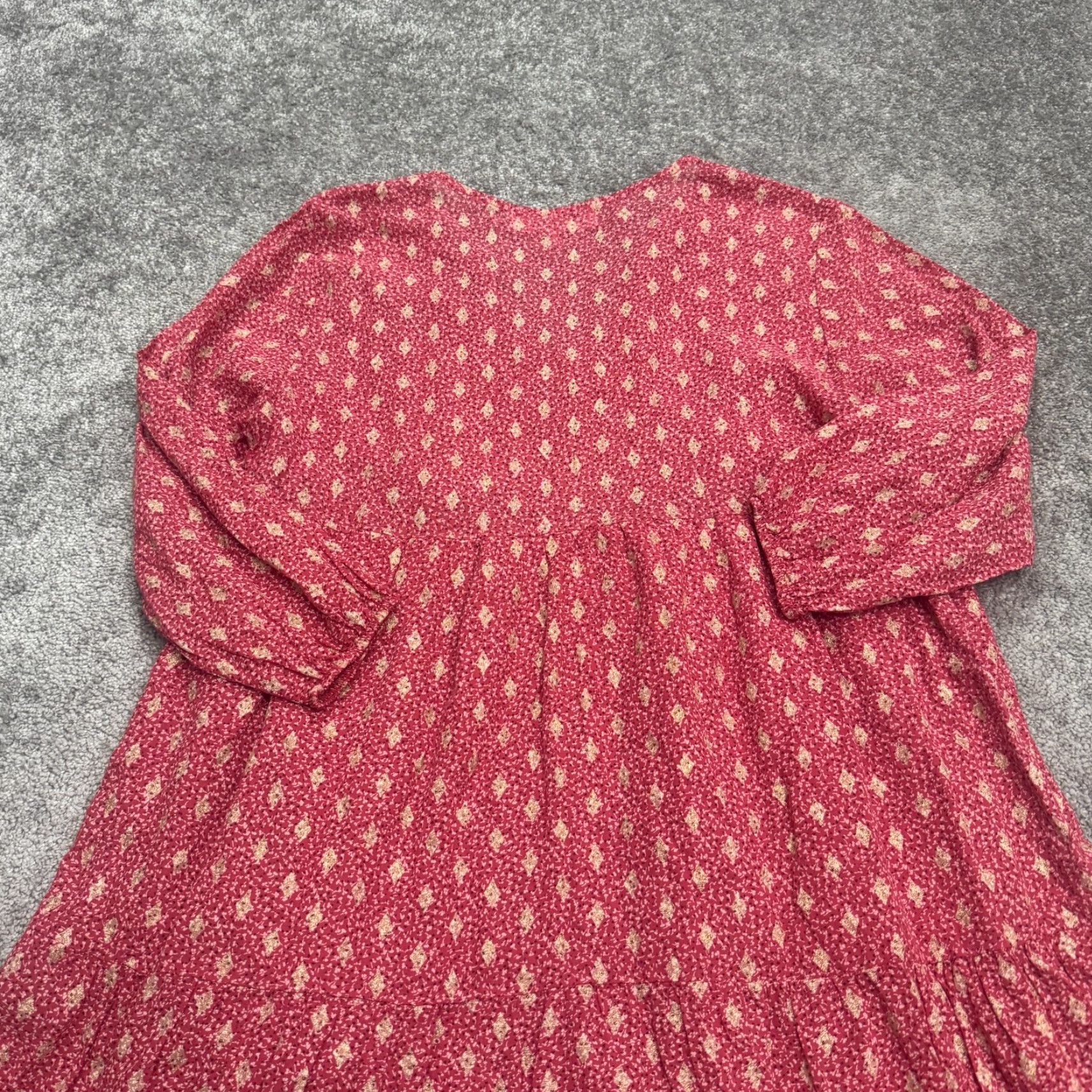 Vintage Scandal Pink Floral Mini Dress Women Large Boho Casual V-Neck Long Sleeve Size L / US 10 / IT 46 - 4 Thumbnail