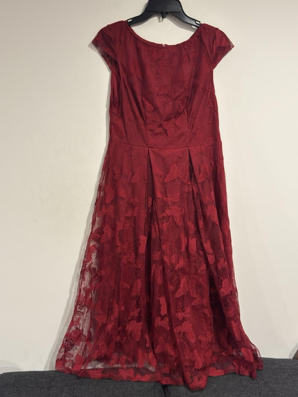 The Unbranded Brand Women Cap Sleeve Boat Neck Flared Hem HighWaist A LineDress Size L / US 10 / IT 46 - 8 Thumbnail