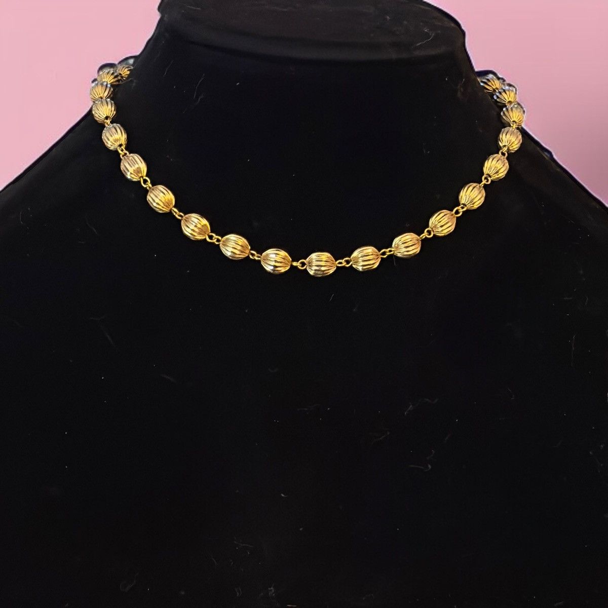 Monet Vintage Monet gold tone ribbed ball bead choker necklace Size ONE SIZE - 1 Thumbnail