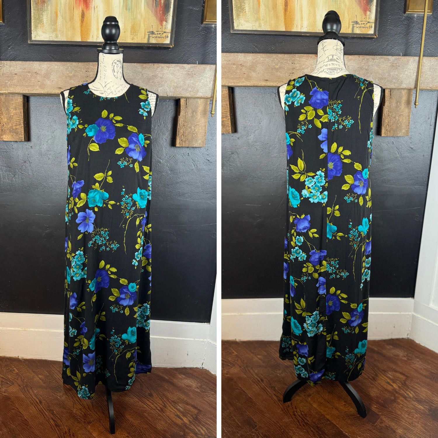 Designer Vintage 90s Studio Ease Floral Maxi Dress Sz 12 Size XL / US 12-14 / IT 48-50 - 1 Thumbnail
