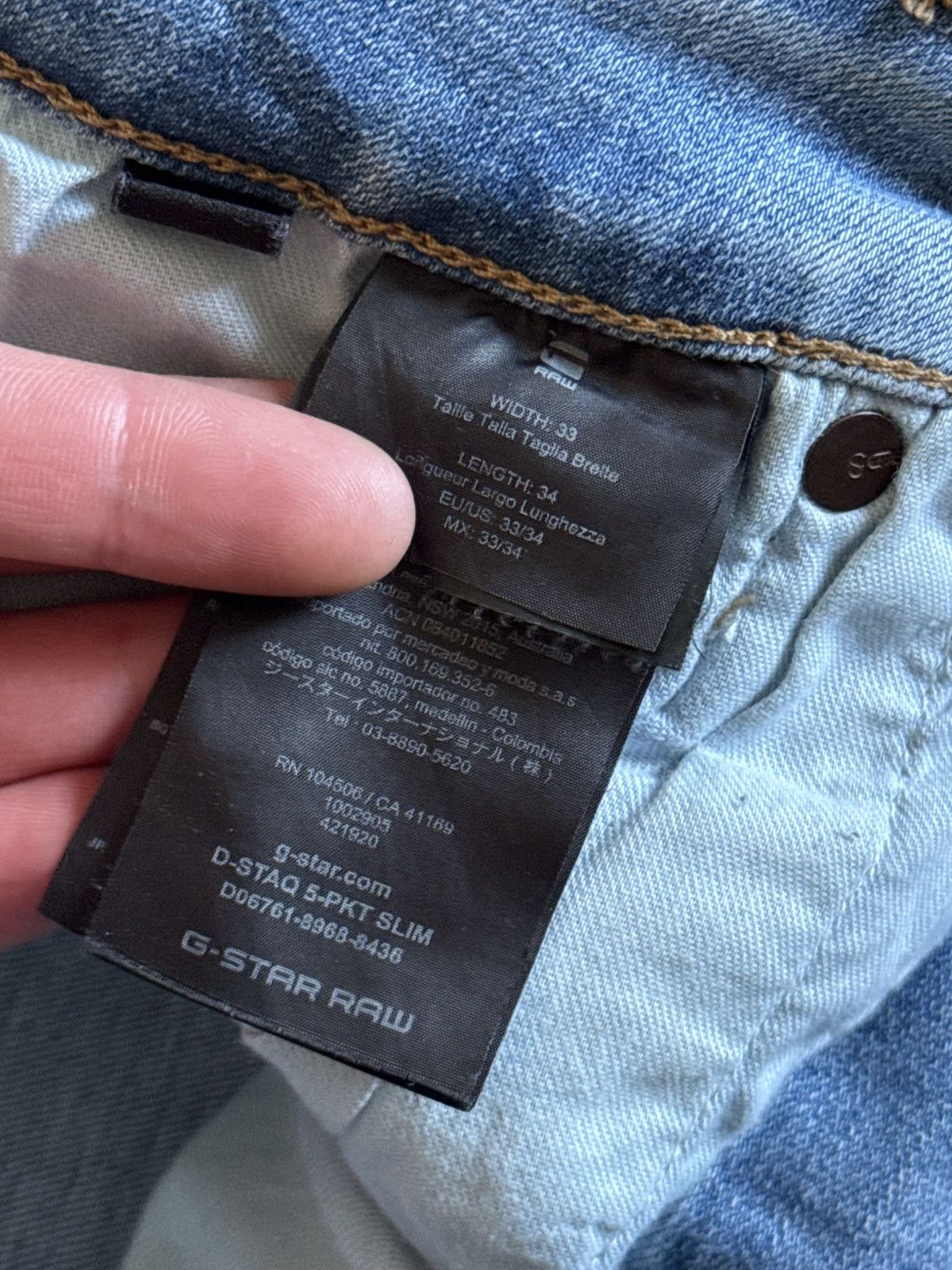 G-Star G star raw 33/34 D-Staq 5-PKT slim denim pants jeans trouser Size US 33 - 12 Thumbnail