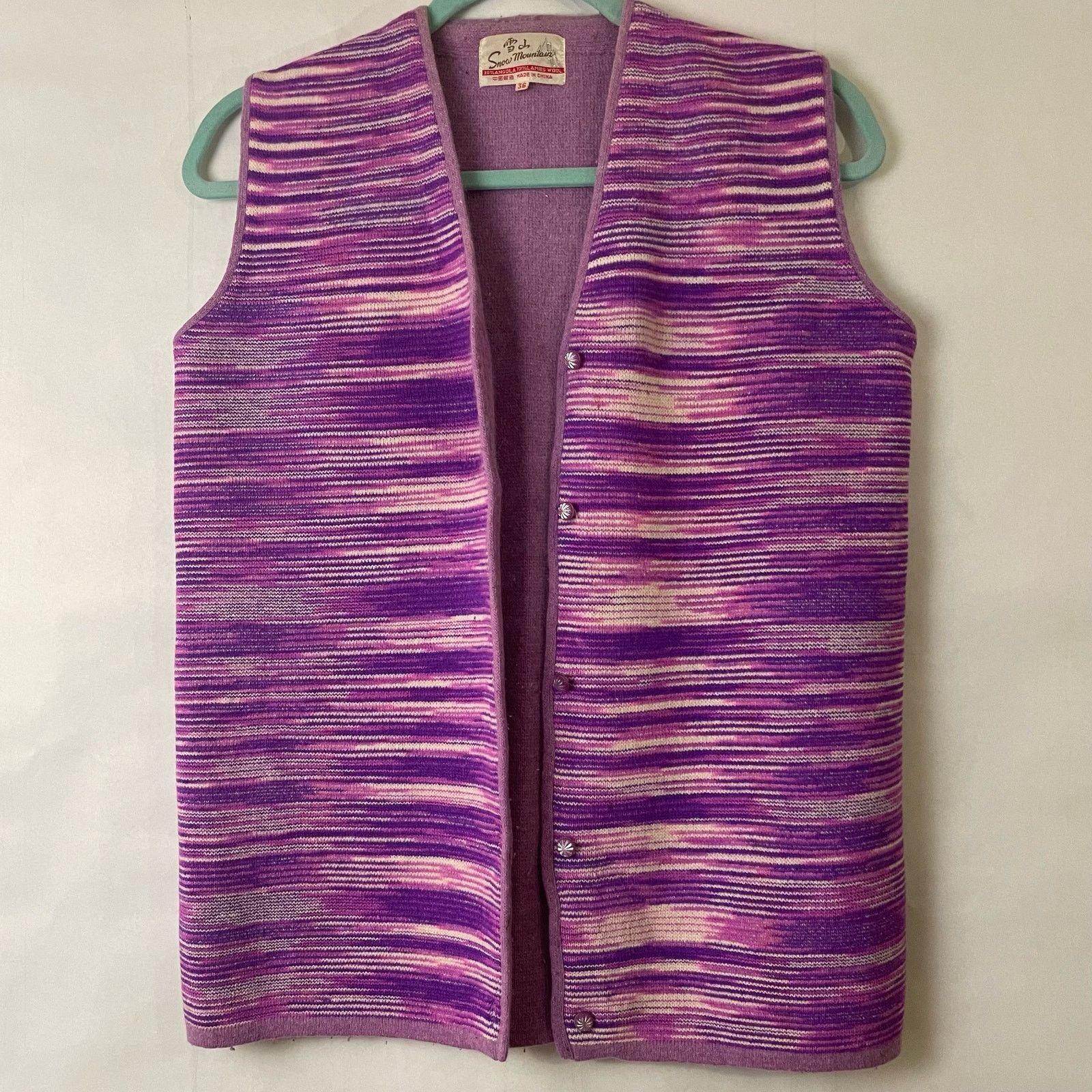 Vintage Vintage 70’s Space Dyed Angola and Lambswool Purple Vest Size S / US 4 / IT 40 - 6 Thumbnail