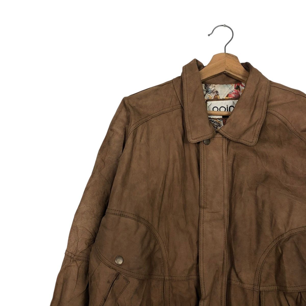 Japanese Brand 🔥VINTAGE BIKER LEATHER JACKET POINT BLANKET FULL PRINT Size US XL / EU 56 / 4 - 9 Thumbnail
