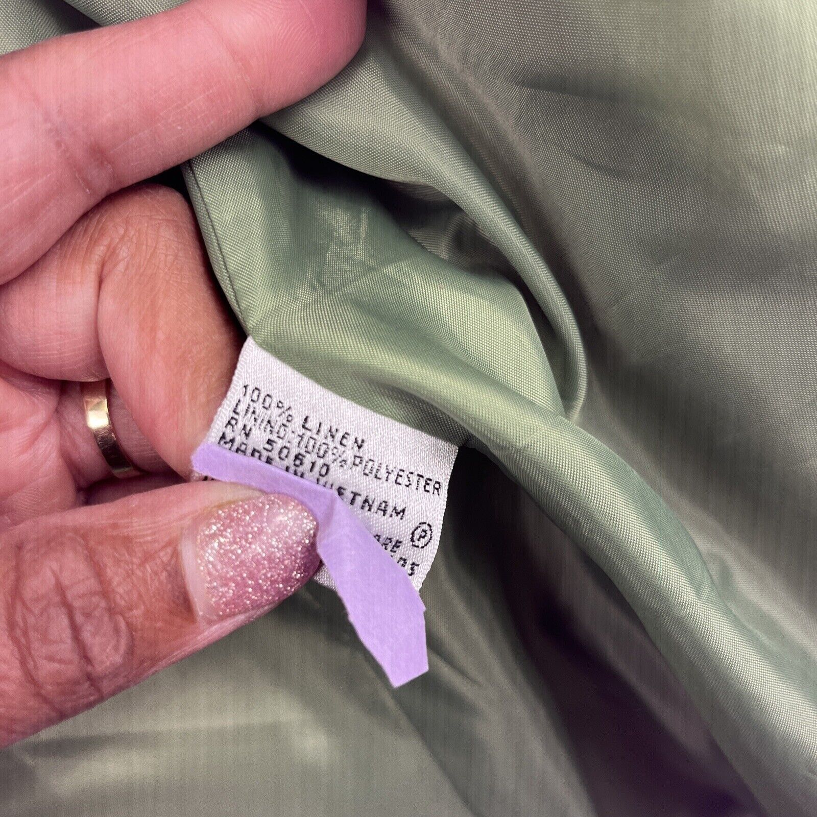 Other Le Suit Petite 100% Linen Blazer Jacket Women 12P Green Vtg Size XL / US 12-14 / IT 48-50 - 11 Thumbnail