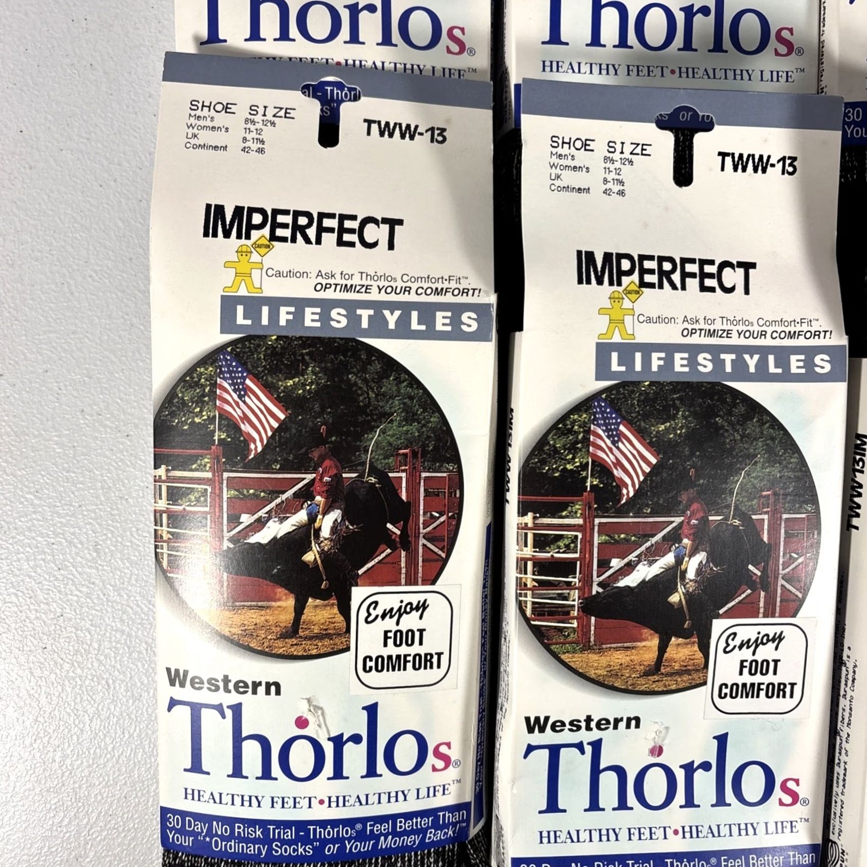 Vintage VINTAGE Thorlos Socks Western Calf Black 8.5-12.5 Men 6 Pack TWW-13 Size ONE SIZE - 4 Thumbnail