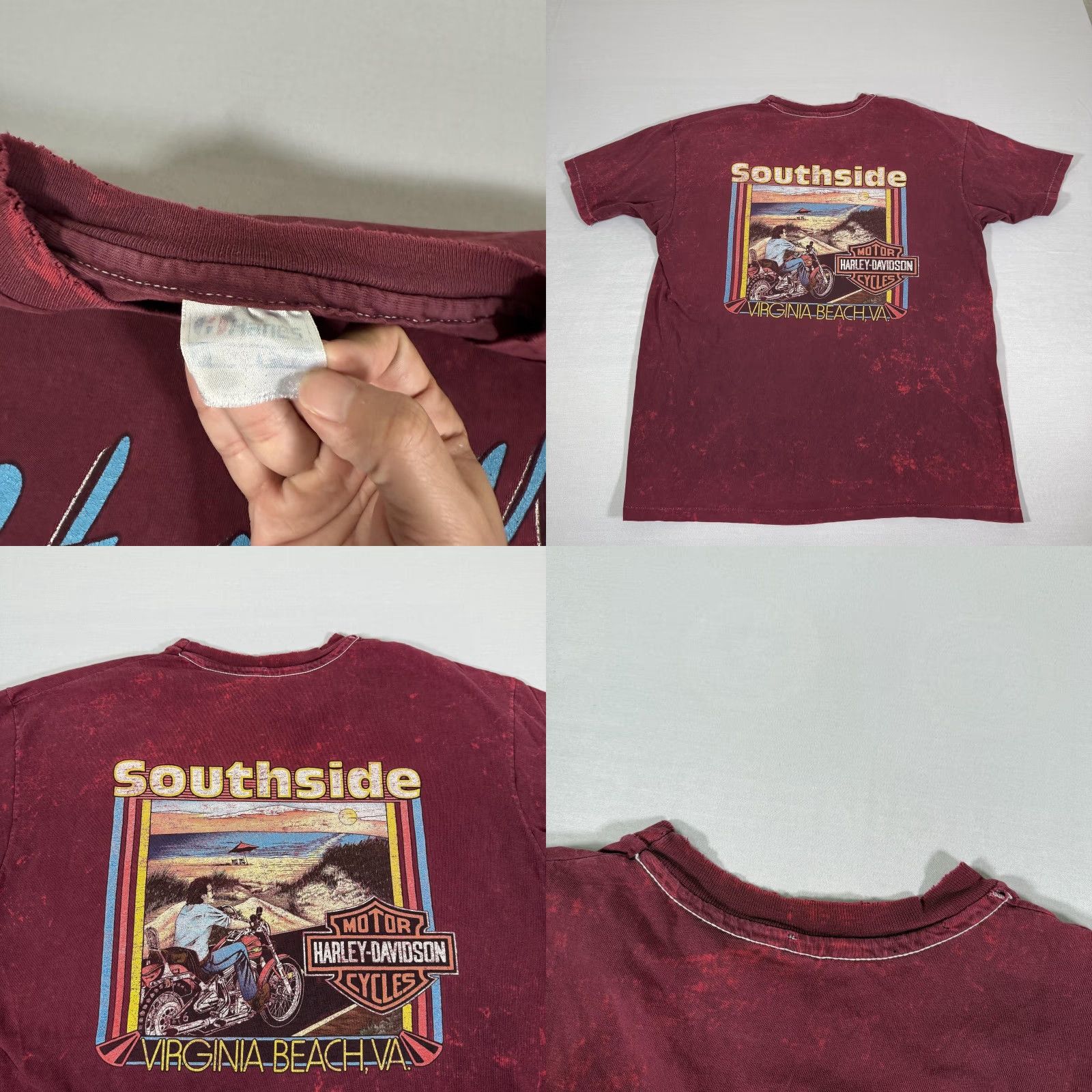 Harley Davidson VINTAGE Harley-Davidson Shirt Mens Large Red Beach 90s Biker Double-Sided Graphic Crew Neck Short Sleeve Size US L / EU 52-54 / 3 - 8 Thumbnail