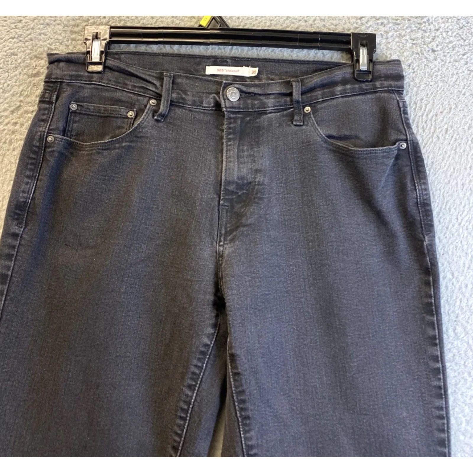Vintage LEVI'S 505 Black Skinny Jeans Womens 30 Regular Stretch Mid Rise 31in Solid Stars Size 30" / US 8 / IT 44 - 4 Thumbnail