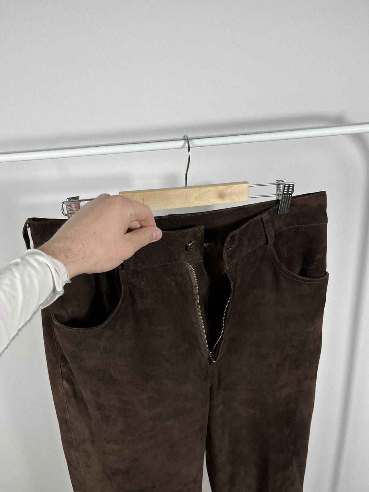 Leather Vintage Suede Leather Pants Brown Classic Fit Straight Leg Size US 32 / EU 48 - 9 Thumbnail